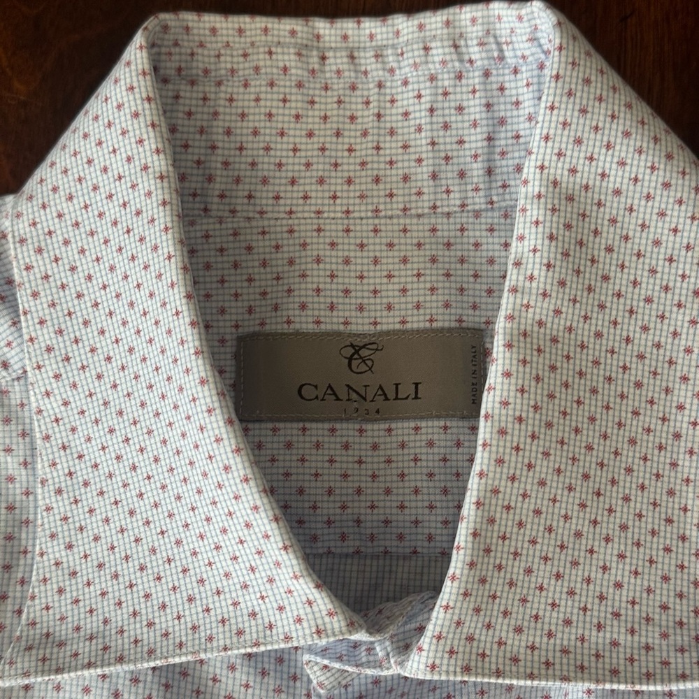 Canali Men's Patterned Long Sleeve Shirt 16/32